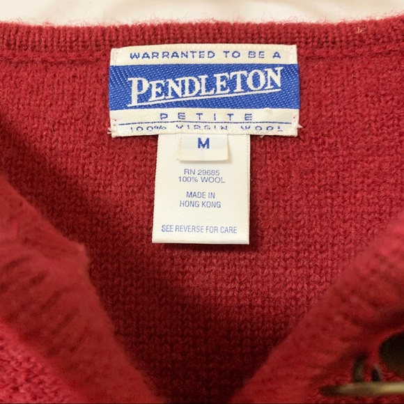 Pendleton Vintage Cardigan Red Button Up - Picture 5 of 7